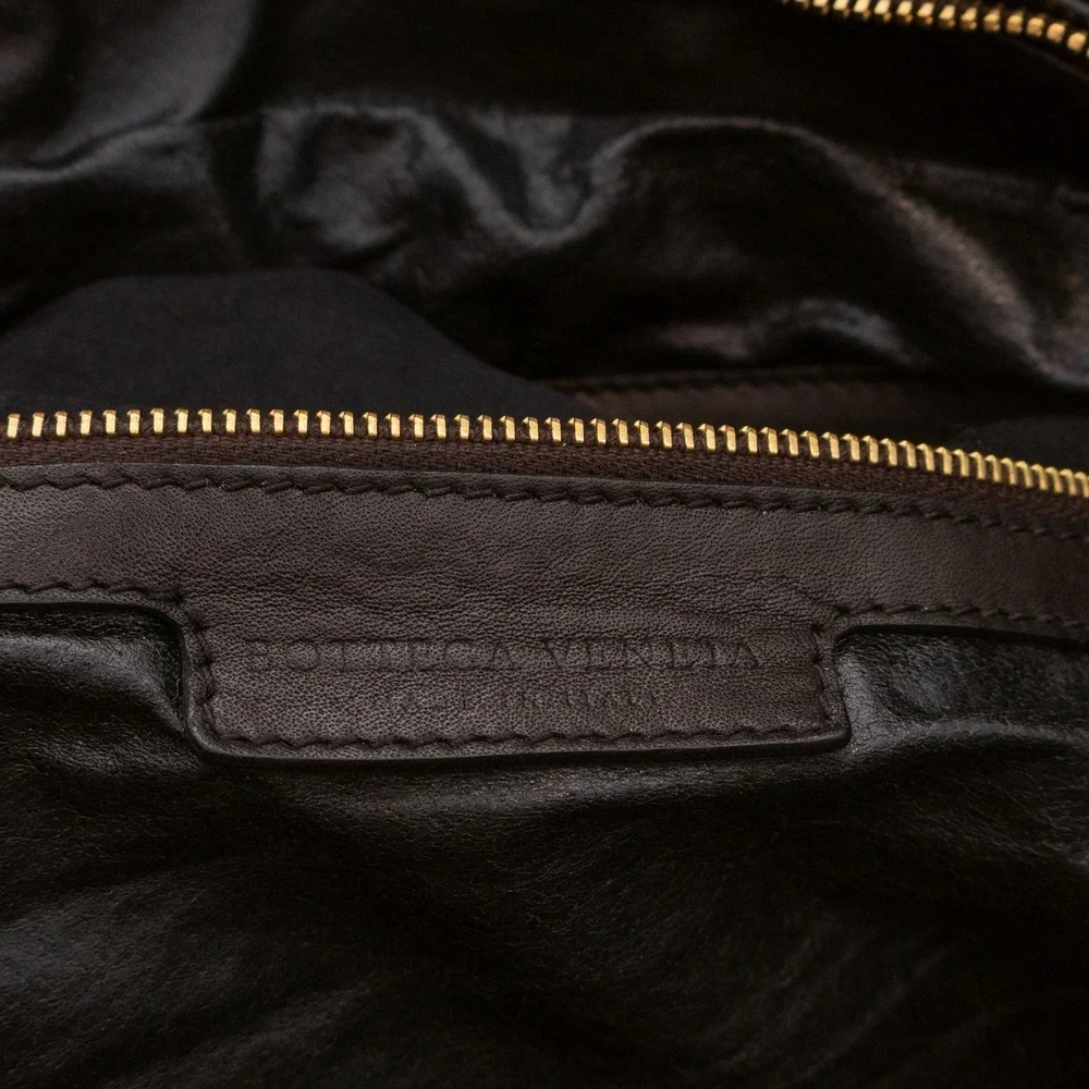 Vntg 1990s Bottega Veneta Dark Brown Leather Multi Pocket Messenger Shoulder Bag